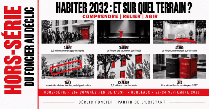Couverture animée du hors-série Du foncier au déclic, Habiter 2032 : et sur quel terrain ? 86e congrès HLM, Bordeaux, 22 au 24 septembre 2026