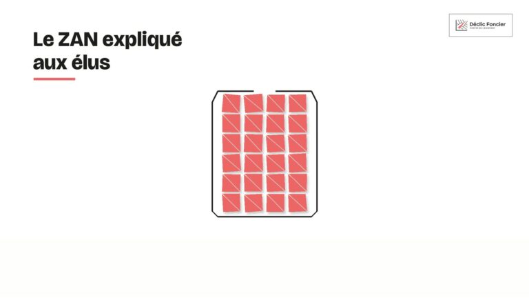 Le ZAN expliqué aux élus, une tirelire remplie de parcelles, logo Déclic Foncier