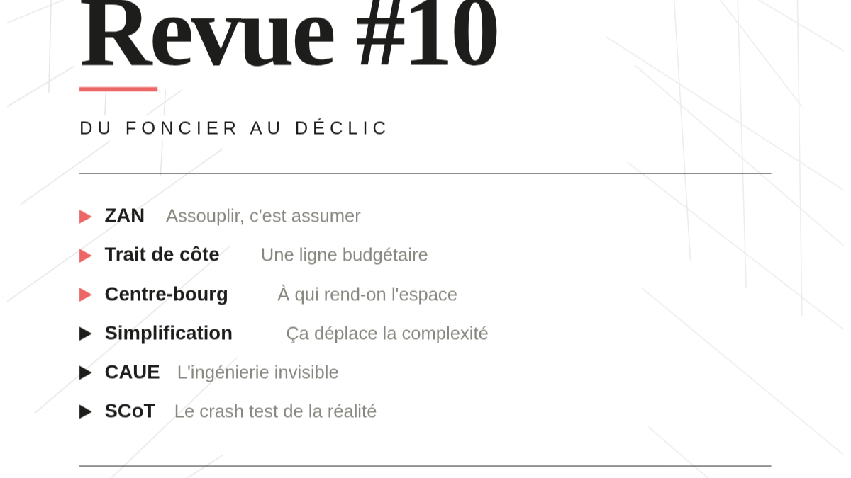 Couverture du numéro 10 de la revue de presse foncière Du foncier au déclic, Pascale Marchal